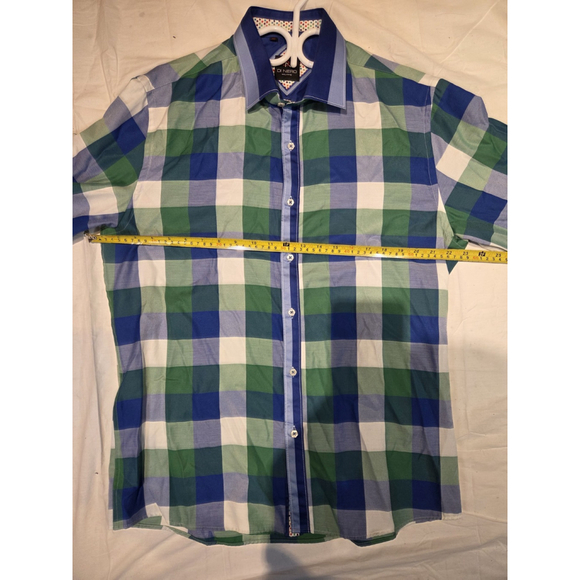 Di Nero Milano Men Long Sleeves Shirt XL Squared Pattern Pre-Owned - Picture 7 of 10